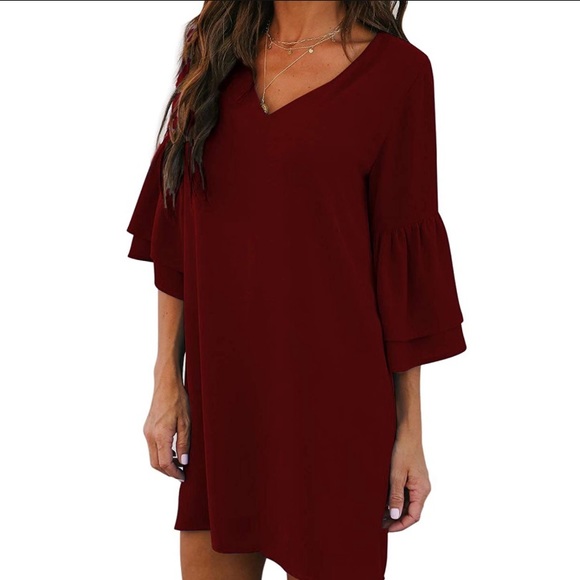 Women's Dress Sweet & Cute V-Neck Bell Sleeve - Picture 4 of 4